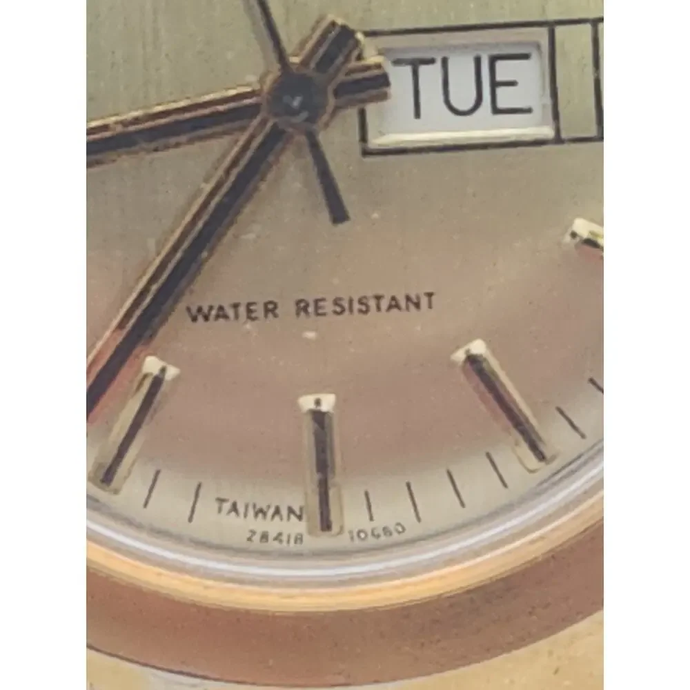 VTG Timex Marlin Watch Men Hand-Wind Mechanical Gold Tone Day Date, New Band